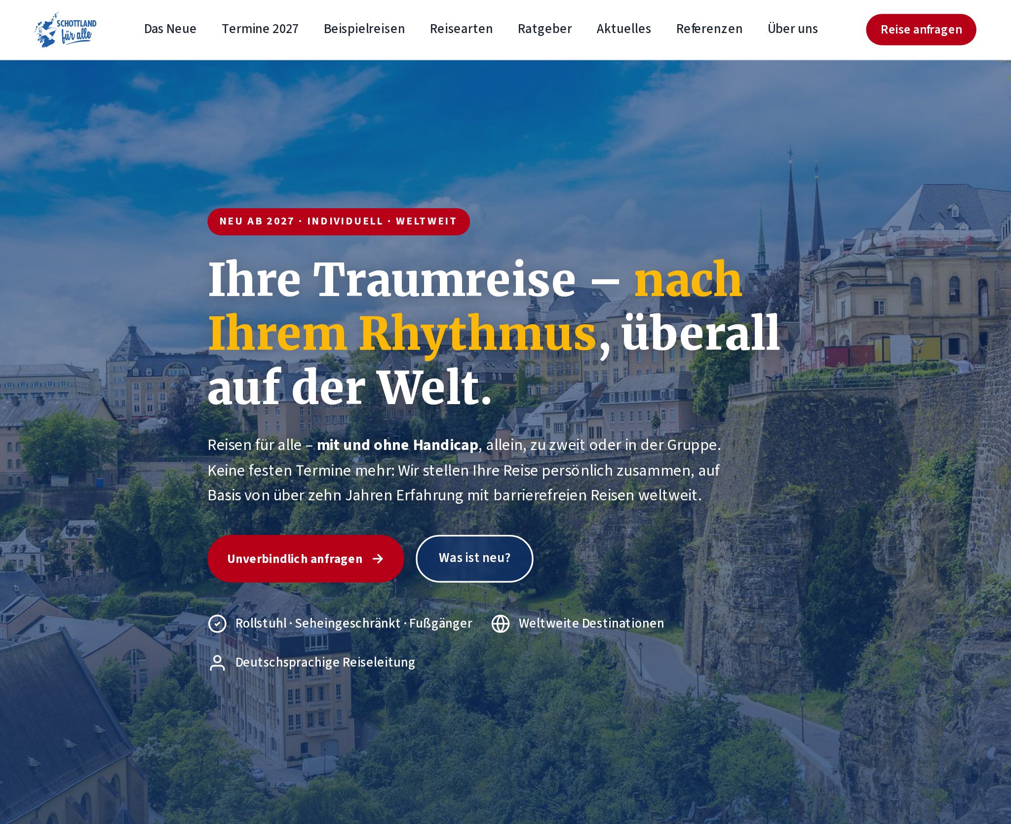 Startseite der Webseite von Schottland für alle, umgesetzt von Jan Füllemann.
